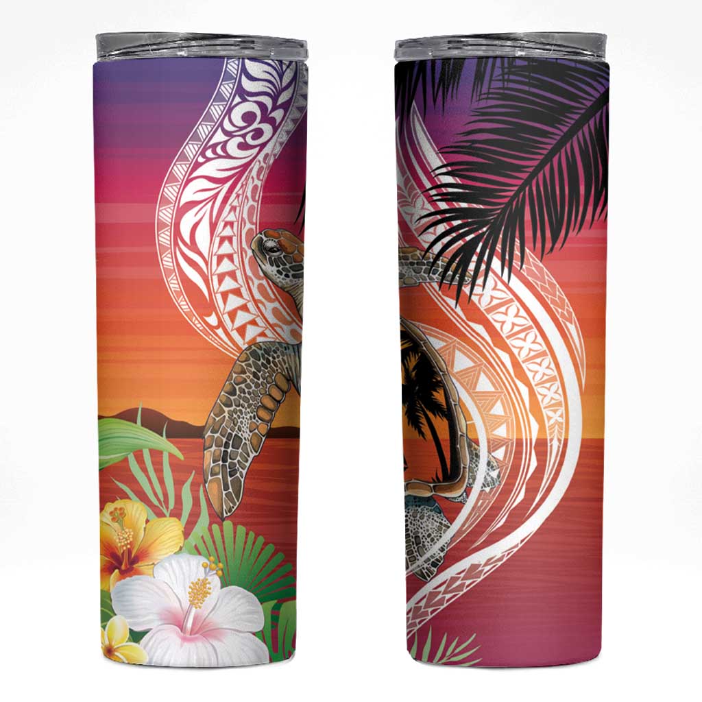 Polynesian Dreamy Turtle Skinny Tumbler Sunset Scenery
