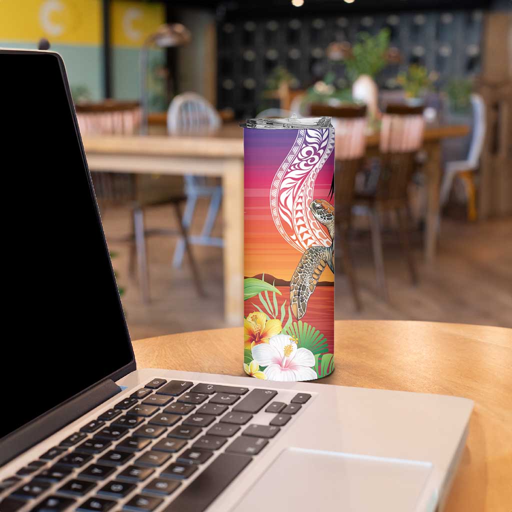 Polynesian Dreamy Turtle Skinny Tumbler Sunset Scenery