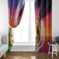 Polynesian Dreamy Turtle Window Curtain Sunset Scenery