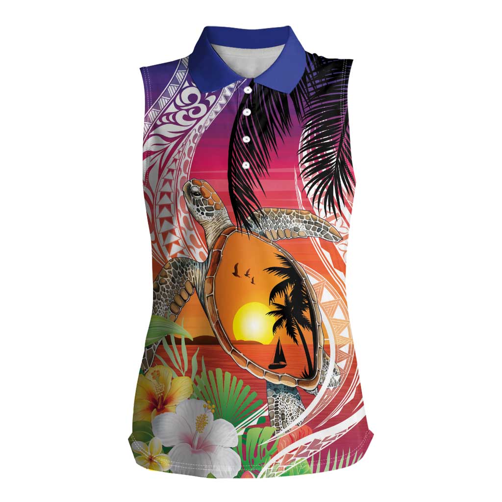 Polynesian Dreamy Turtle Women Sleeveless Polo Shirt Sunset Scenery LT7 Female Art - Polynesian Pride