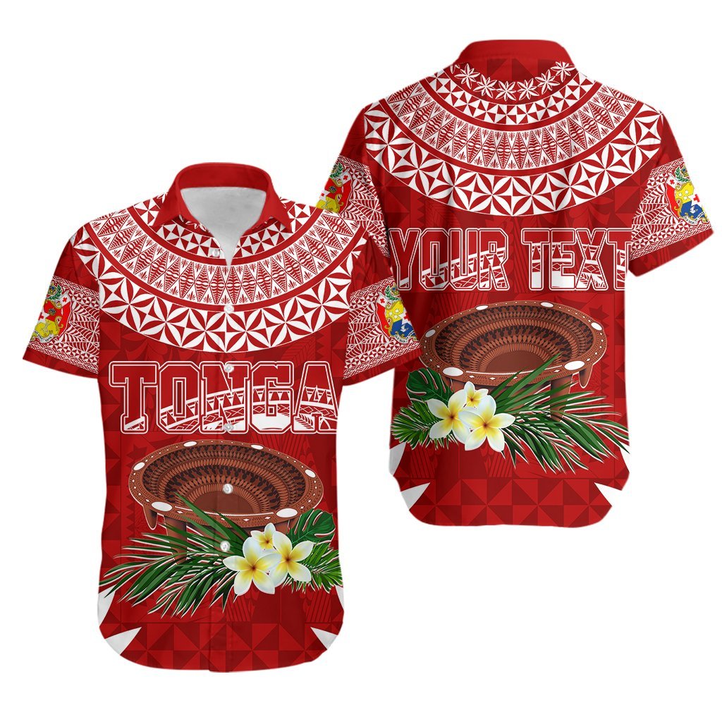 Personalised Tonga Independence Day Hawaiian Shirt Kumete Kava Bowl With Plumeria LT7 Red - Polynesian Pride