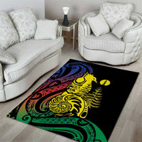 New Caledonia Kanaky Area Rug Stylized Fleche Faitiere With Kagu Bird