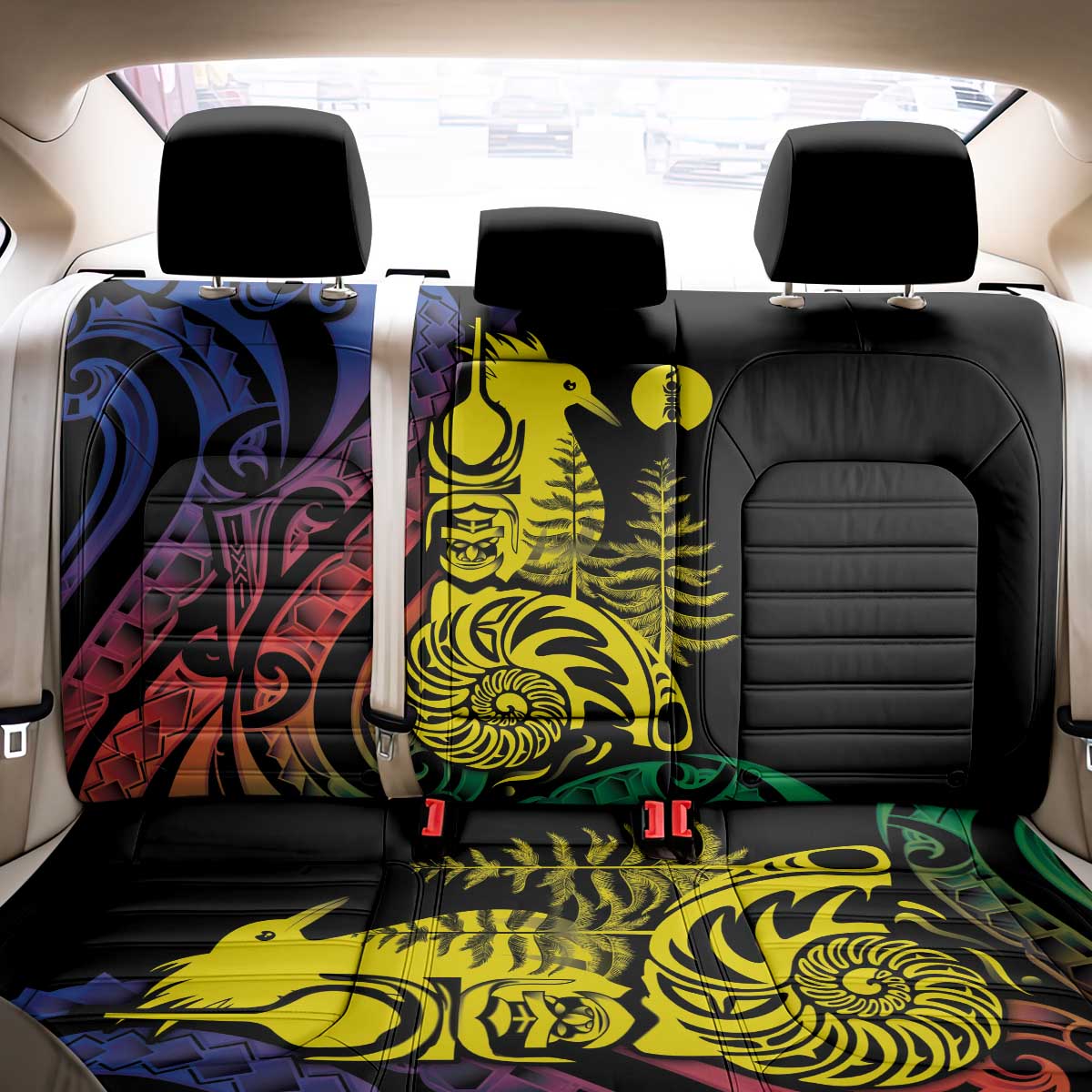 New Caledonia Kanaky Back Car Seat Cover Stylized Fleche Faitiere With Kagu Bird