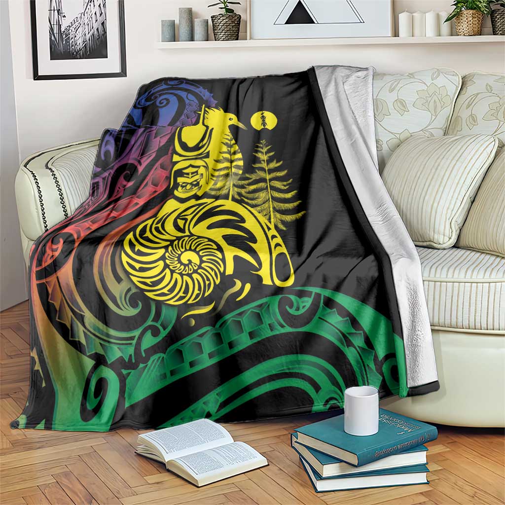 New Caledonia Kanaky Blanket Stylized Fleche Faitiere With Kagu Bird