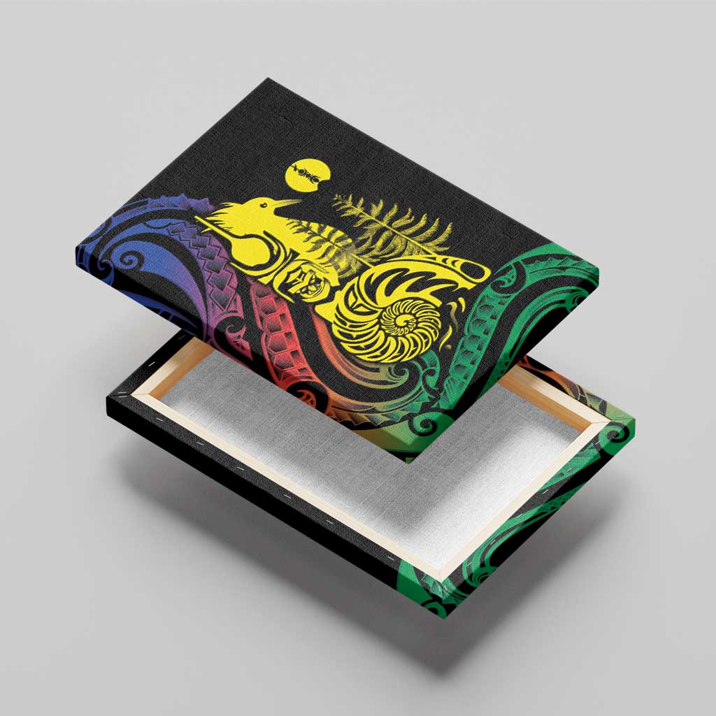 New Caledonia Kanaky Canvas Wall Art Stylized Fleche Faitiere With Kagu Bird