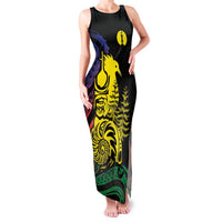 New Caledonia Kanaky Family Matching Tank Maxi Dress and Hawaiian Shirt Stylized Fleche Faitiere With Kagu Bird
