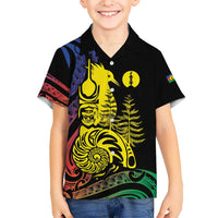 New Caledonia Kanaky Kid Hawaiian Shirt Stylized Fleche Faitiere With Kagu Bird