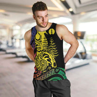 New Caledonia Kanaky Men Tank Top Stylized Fleche Faitiere With Kagu Bird