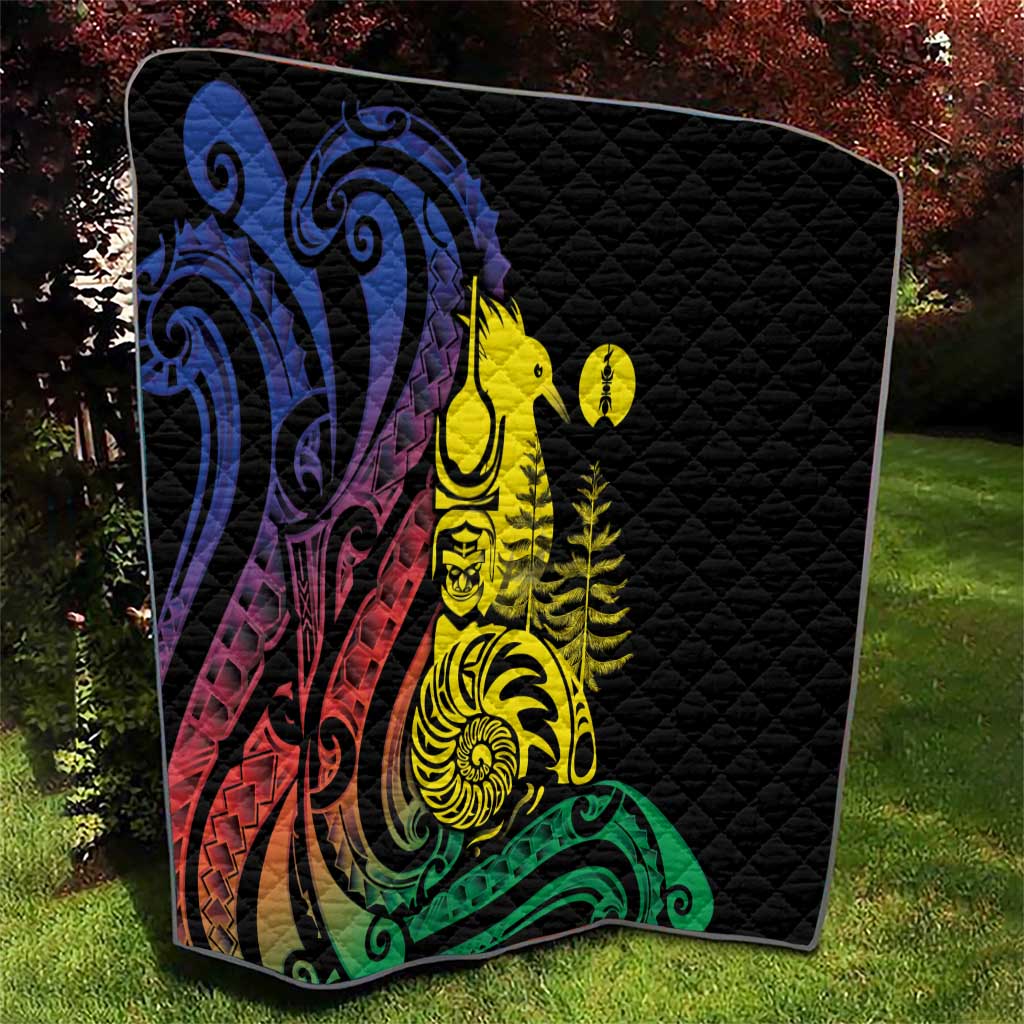 New Caledonia Kanaky Quilt Stylized Fleche Faitiere With Kagu Bird