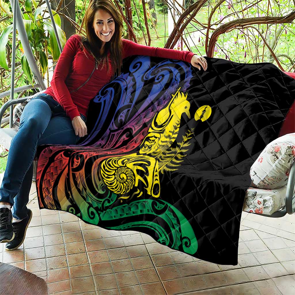New Caledonia Kanaky Quilt Stylized Fleche Faitiere With Kagu Bird