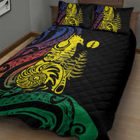 New Caledonia Kanaky Quilt Bed Set Stylized Fleche Faitiere With Kagu Bird