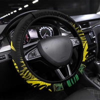 New Caledonia Kanaky Steering Wheel Cover Stylized Fleche Faitiere With Kagu Bird