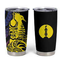 New Caledonia Kanaky Tumbler Cup Stylized Fleche Faitiere With Kagu Bird