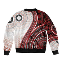 Bula Fiji Vintage Tapa Bomber Jacket Kaivity Masi Wave Motifs - Red