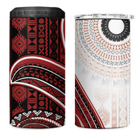 Bula Fiji Vintage Tapa 4 in 1 Can Cooler Tumbler Kaivity Masi Wave Motifs - Red LT7 One Size: 16 oz Red - Polynesian Pride