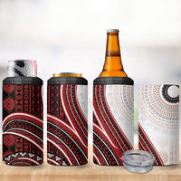 Bula Fiji Vintage Tapa 4 in 1 Can Cooler Tumbler Kaivity Masi Wave Motifs - Red LT7 - Polynesian Pride