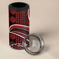 Bula Fiji Vintage Tapa 4 in 1 Can Cooler Tumbler Kaivity Masi Wave Motifs - Red LT7 - Polynesian Pride