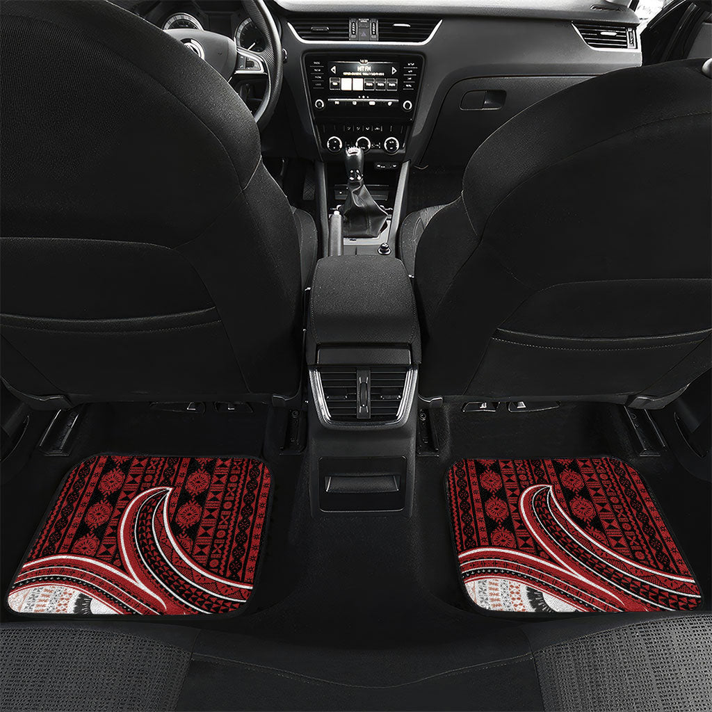 Bula Fiji Vintage Tapa Car Mats Kaivity Masi Wave Motifs - Red