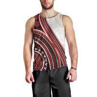 Bula Fiji Vintage Tapa Men Tank Top Kaivity Masi Wave Motifs - Red
