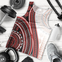 Bula Fiji Vintage Tapa Men Tank Top Kaivity Masi Wave Motifs - Red