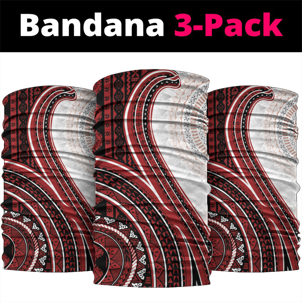 Bula Fiji Vintage Tapa Neck Gaiter Kaivity Masi Wave Motifs - Red LT7 package One Size: 25*50cm Red - Polynesian Pride