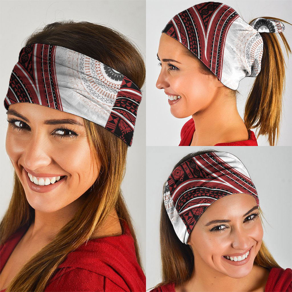 Bula Fiji Vintage Tapa Neck Gaiter Kaivity Masi Wave Motifs - Red LT7 - Polynesian Pride