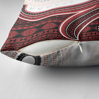 Bula Fiji Vintage Tapa Pillow Cover Kaivity Masi Wave Motifs - Red