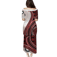Bula Fiji Vintage Tapa Puletasi Kaivity Masi Wave Motifs - Red