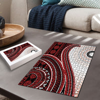Bula Fiji Vintage Tapa Puzzle Kaivity Masi Wave Motifs - Red LT7 - Polynesian Pride