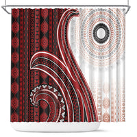Bula Fiji Vintage Tapa Shower Curtain Kaivity Masi Wave Motifs - Red LT7 Red - Polynesian Pride
