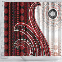 Bula Fiji Vintage Tapa Shower Curtain Kaivity Masi Wave Motifs - Red LT7 - Polynesian Pride