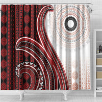 Bula Fiji Vintage Tapa Shower Curtain Kaivity Masi Wave Motifs - Red LT7 - Polynesian Pride
