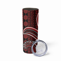 Bula Fiji Vintage Tapa Skinny Tumbler Kaivity Masi Wave Motifs - Red LT7 - Polynesian Pride