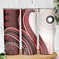 Bula Fiji Vintage Tapa Skinny Tumbler Kaivity Masi Wave Motifs - Red LT7 - Polynesian Pride
