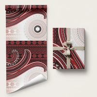 Bula Fiji Vintage Tapa Wrapping Paper Kaivity Masi Wave Motifs - Red LT7 58" × 23" Red - Polynesian Pride