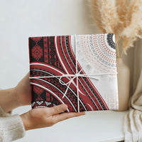 Bula Fiji Vintage Tapa Wrapping Paper Kaivity Masi Wave Motifs - Red LT7 - Polynesian Pride