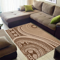 Bula Fiji Vintage Tapa Area Rug Kaivity Masi Wave Motifs - Mocha