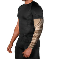 Bula Fiji Vintage Tapa Arm Sleeves Kaivity Masi Wave Motifs - Mocha