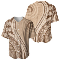 Bula Fiji Vintage Tapa Baseball Jersey Kaivity Masi Wave Motifs - Mocha