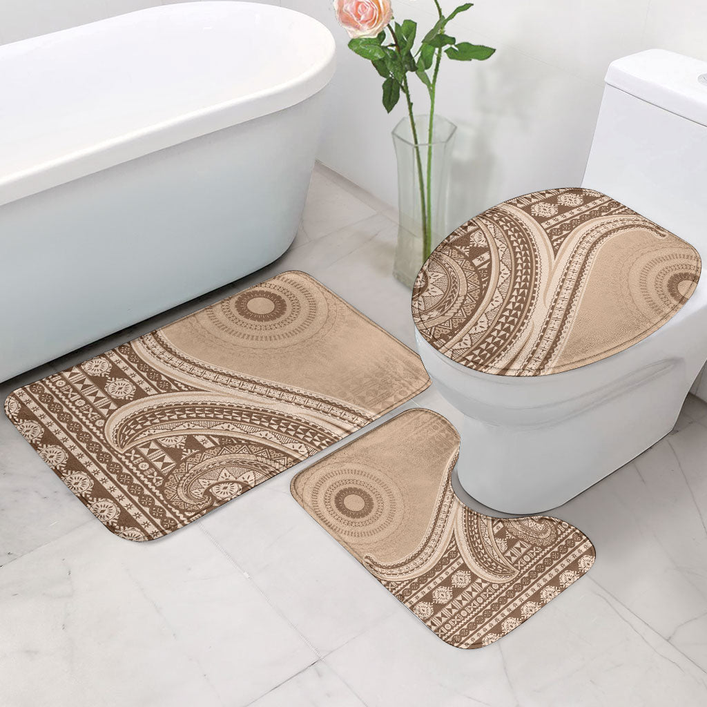Bula Fiji Vintage Tapa Bathroom Set Kaivity Masi Wave Motifs - Mocha