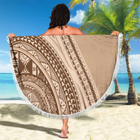Bula Fiji Vintage Tapa Beach Blanket Kaivity Masi Wave Motifs - Mocha