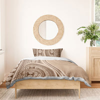 Bula Fiji Vintage Tapa Bedding Set Kaivity Masi Wave Motifs - Mocha