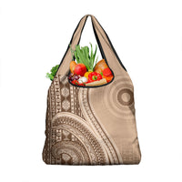 Bula Fiji Vintage Tapa Grocery Bag Kaivity Masi Wave Motifs - Mocha