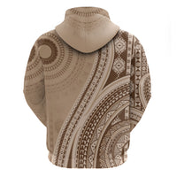 Bula Fiji Vintage Tapa Hoodie Kaivity Masi Wave Motifs - Mocha LT7 - Polynesian Pride