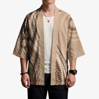 Bula Fiji Vintage Tapa Kimono Kaivity Masi Wave Motifs - Mocha LT7 - Polynesian Pride