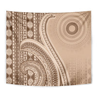 Bula Fiji Vintage Tapa Tapestry Kaivity Masi Wave Motifs - Mocha