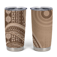 Bula Fiji Vintage Tapa Tumbler Cup Kaivity Masi Wave Motifs - Mocha LT7 Beige - Polynesian Pride