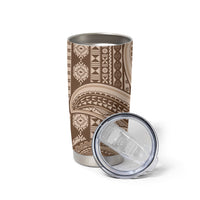 Bula Fiji Vintage Tapa Tumbler Cup Kaivity Masi Wave Motifs - Mocha LT7 - Polynesian Pride