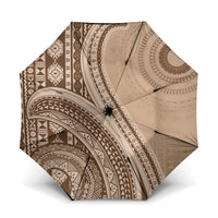 Bula Fiji Vintage Tapa Umbrella Kaivity Masi Wave Motifs - Mocha