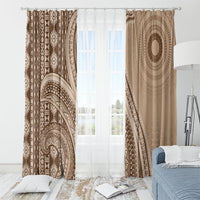 Bula Fiji Vintage Tapa Window Curtain Kaivity Masi Wave Motifs - Mocha